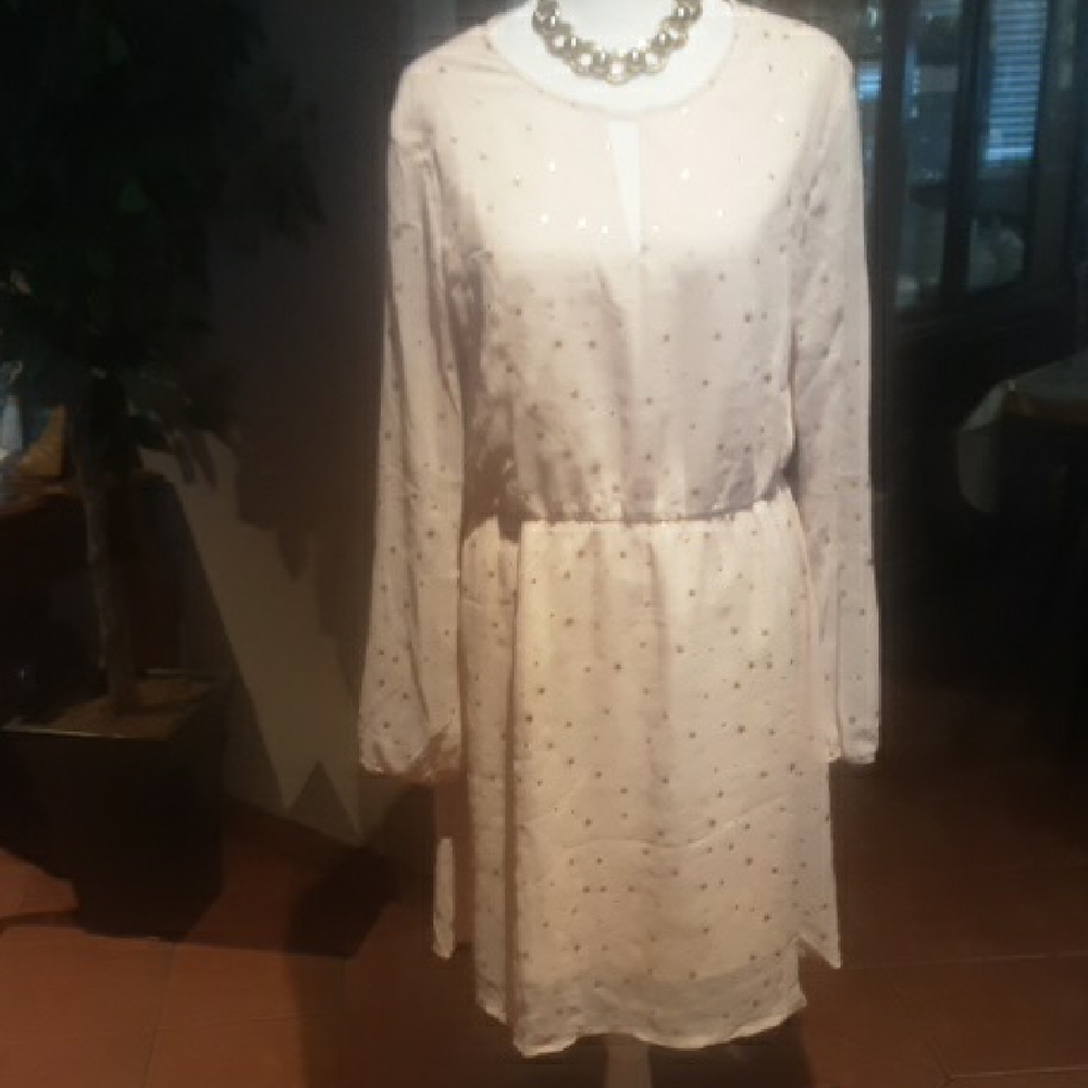 Allegra K Cream Long Sleeve Dress with Star Pattern